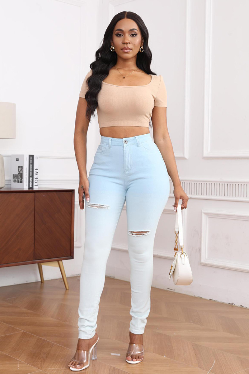 Women’s Blue-White Fade Skinny Jeans