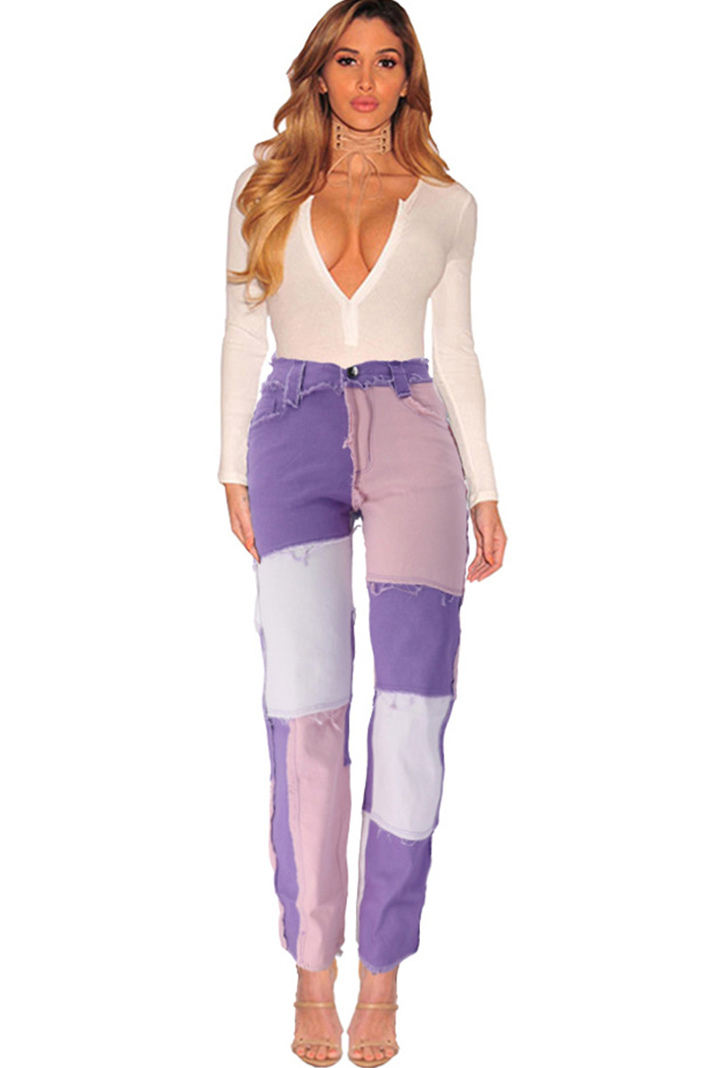 Women’s Patchwork Ripped Stretch Jeans