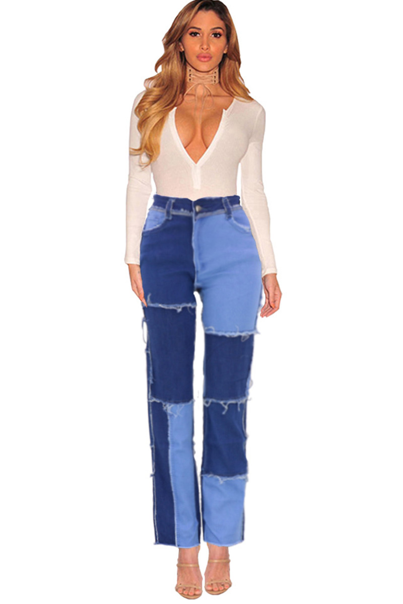 Women’s Patchwork Ripped Stretch Jeans