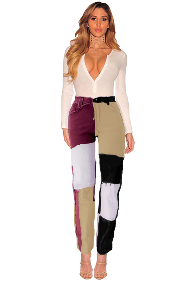 Women’s Patchwork Ripped Stretch Jeans