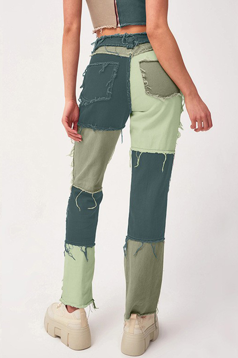 Women’s Patchwork Ripped Stretch Jeans