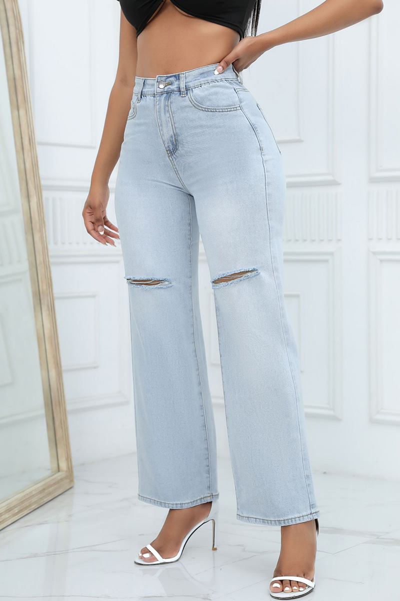 Fashionable Casual Trendy Mid Rise Wide Leg Jeans