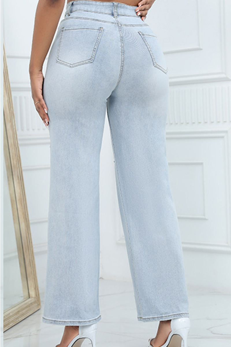 Fashionable Casual Trendy Mid Rise Wide Leg Jeans