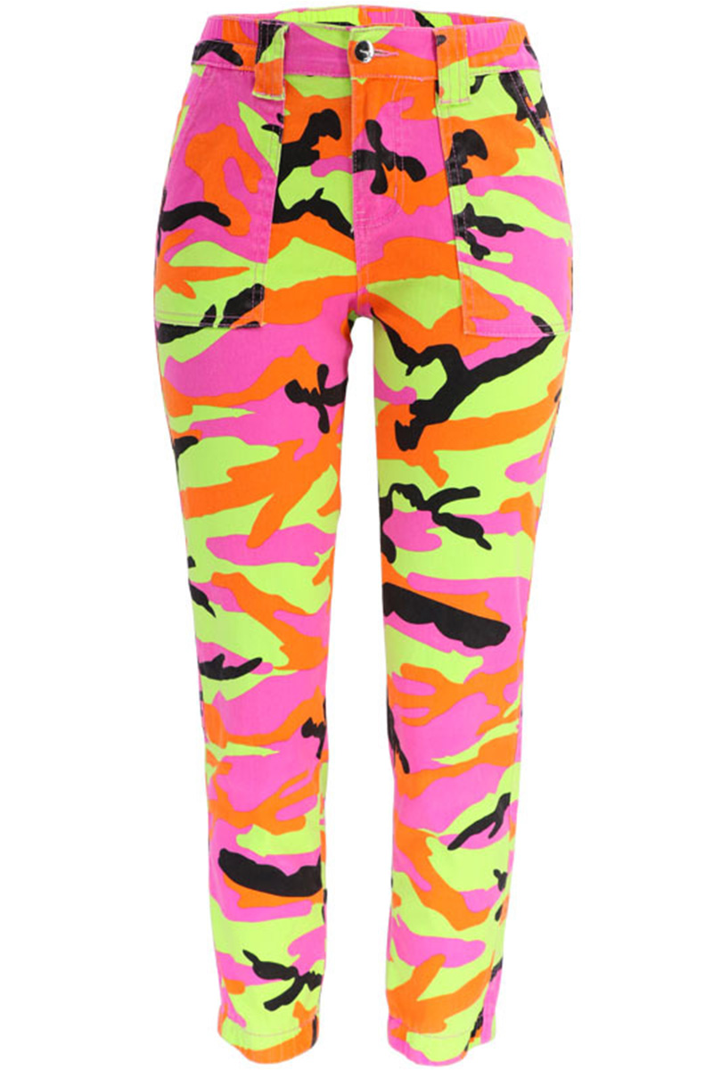 Fashionable Camouflage Versatile Elastic High Waisted Jeans