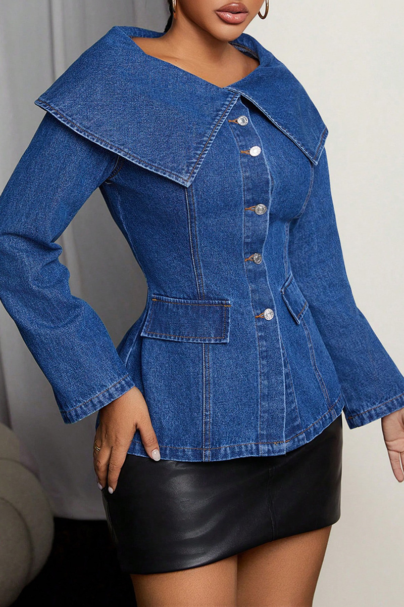 Women’s Vintage Wide-Lapel Denim Jacket