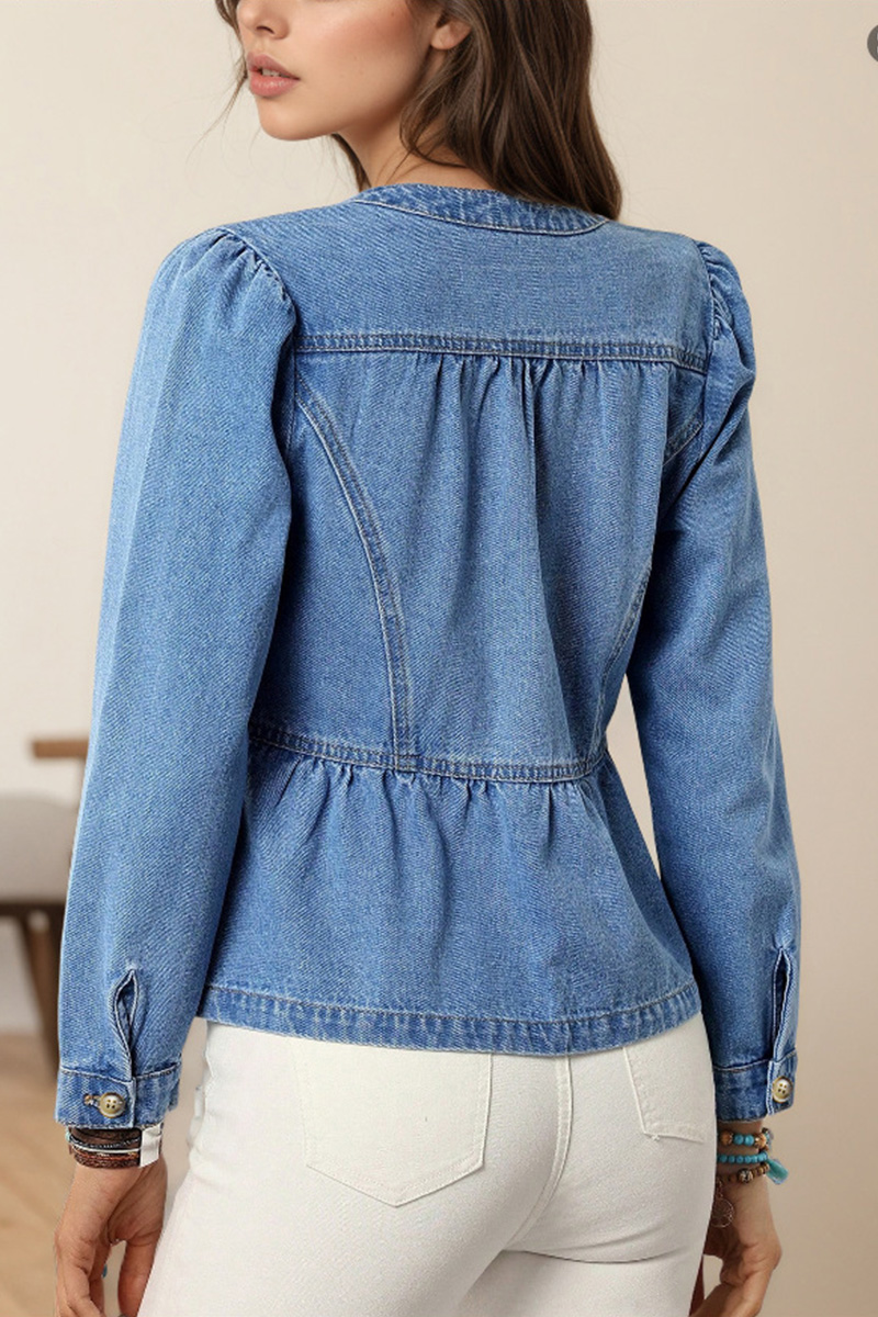Women’s Puff Sleeve Denim Top