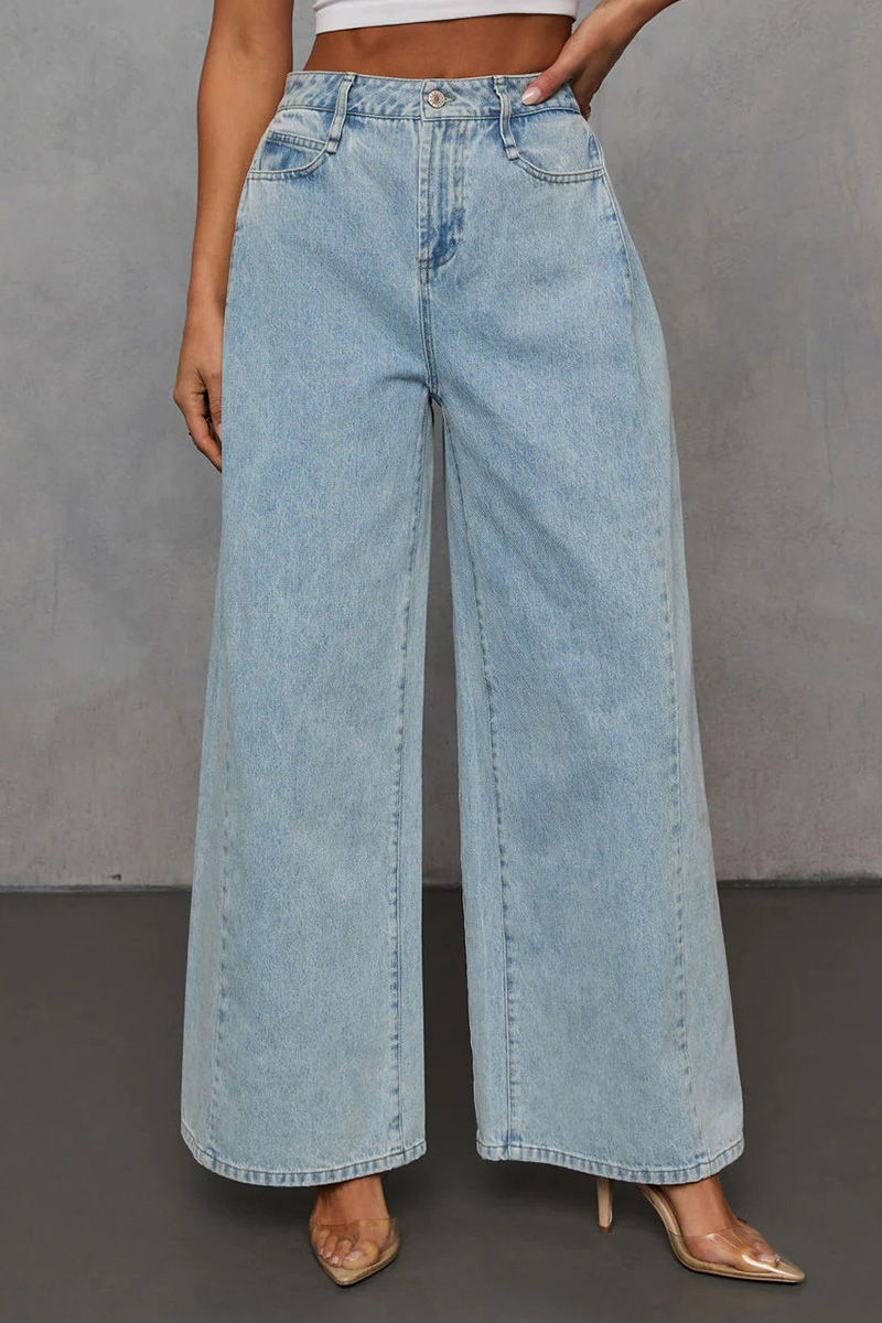 Women's Casual Loose Denim Jacket + Wide-Leg Jeans