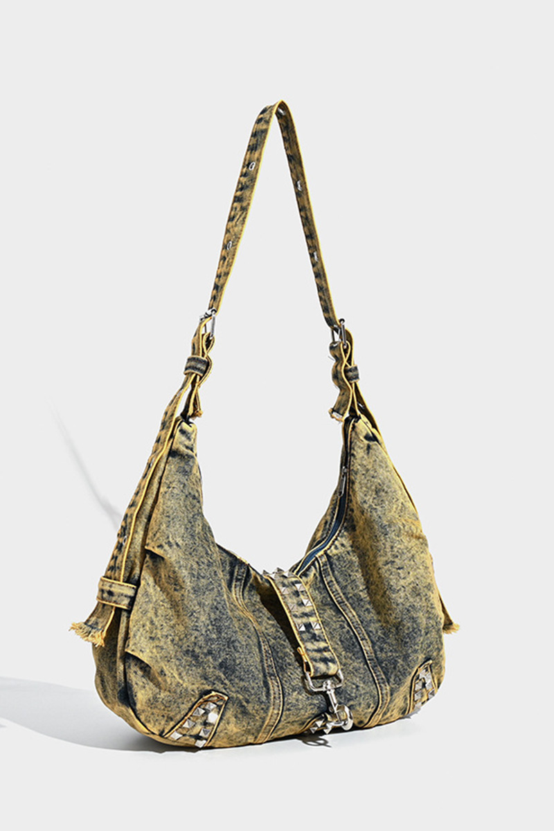 Women's Washable Riveted Denim Tote Bag
