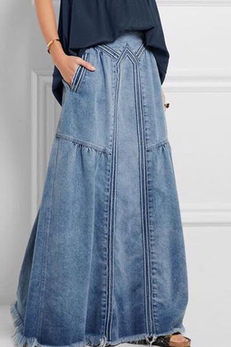 Ladies Comfort Stretch A-Line Denim Skirt