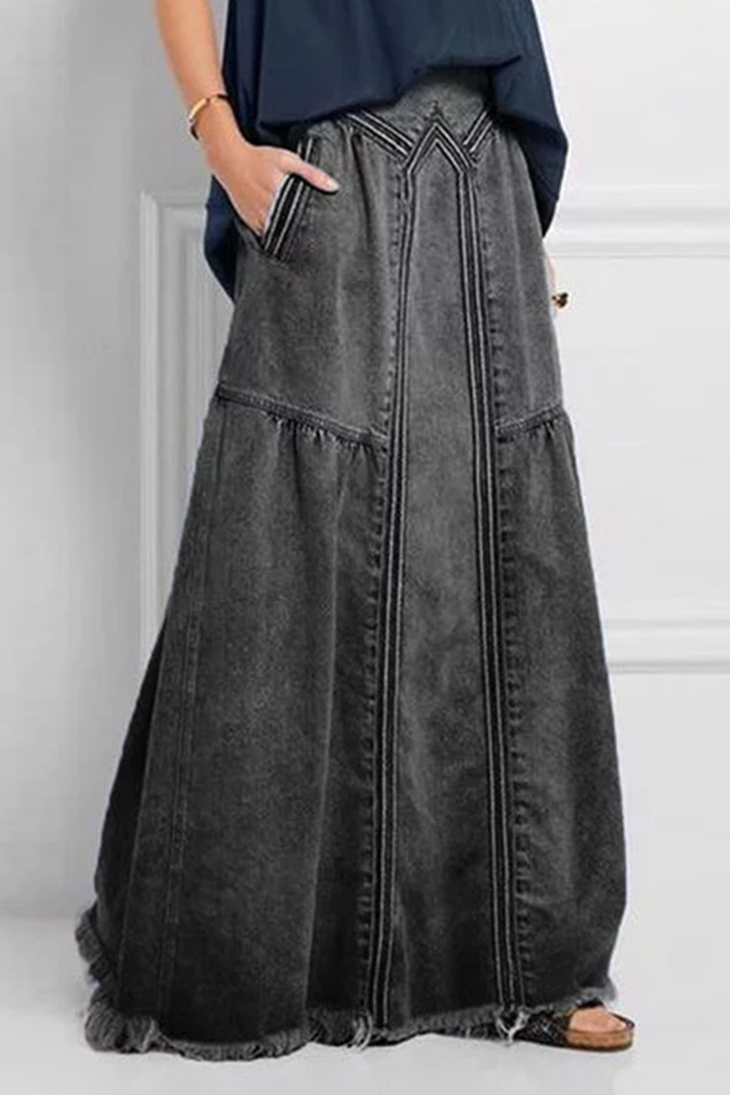 Ladies Comfort Stretch A-Line Denim Skirt