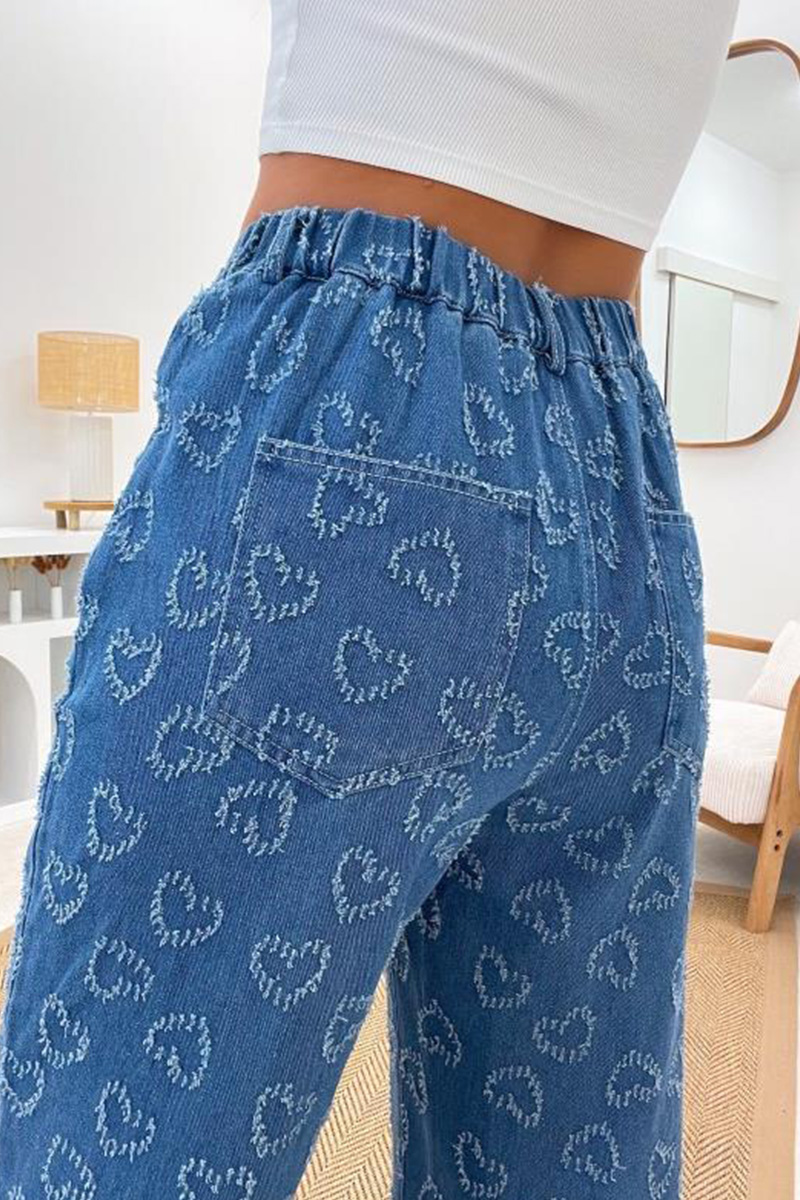 Elegant Hand-Crochet Floral Classic Jeans