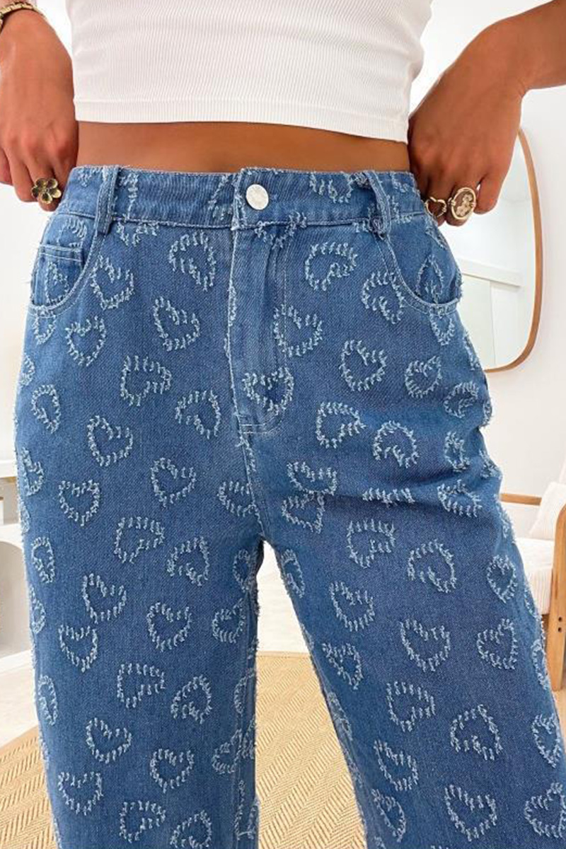 Elegant Hand-Crochet Floral Classic Jeans