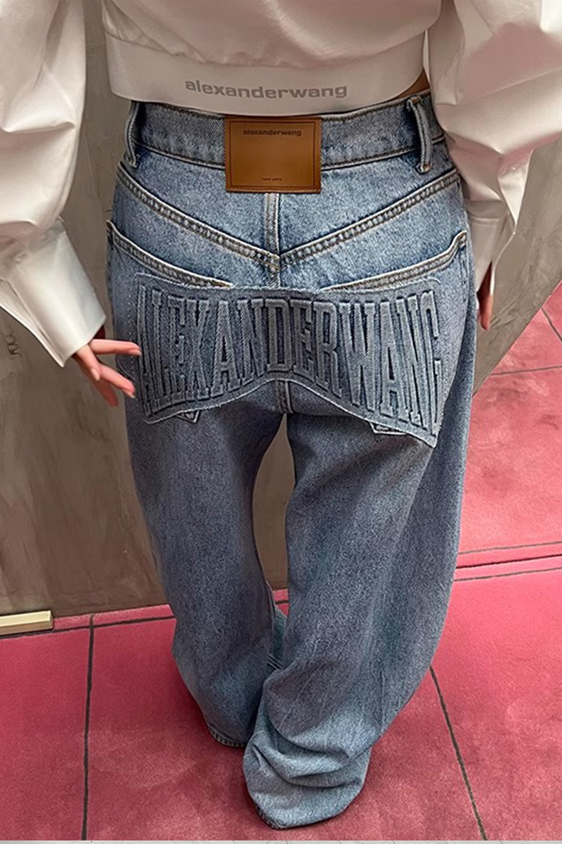Women's Street Embossed Lettering Jeans
