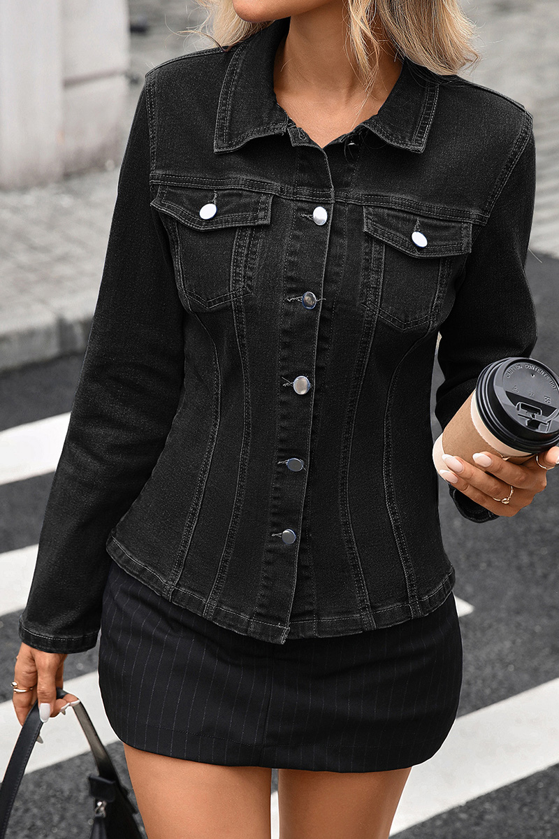 Women's Washable Stretch Waist-Defining Denim Jacket