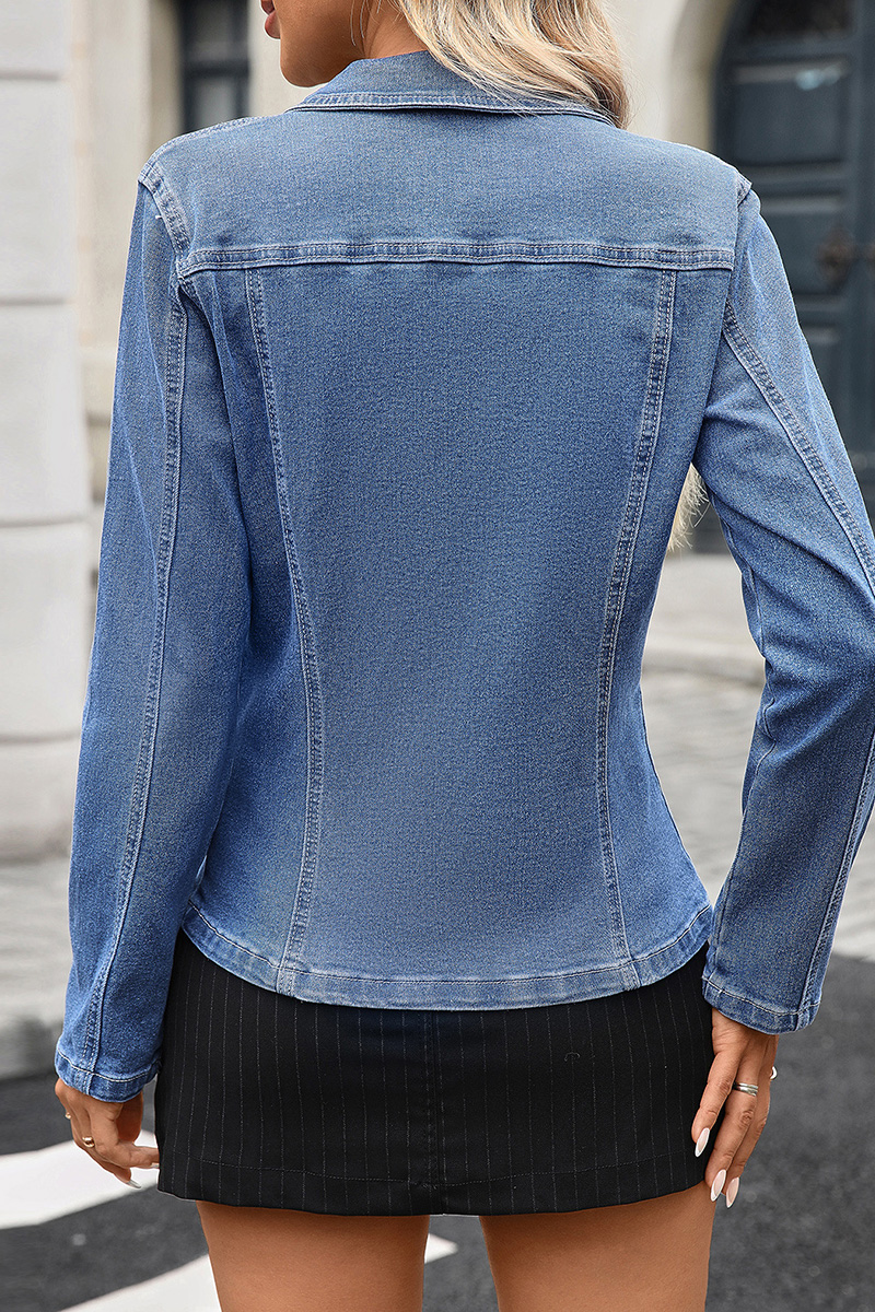 Women's Washable Stretch Waist-Defining Denim Jacket