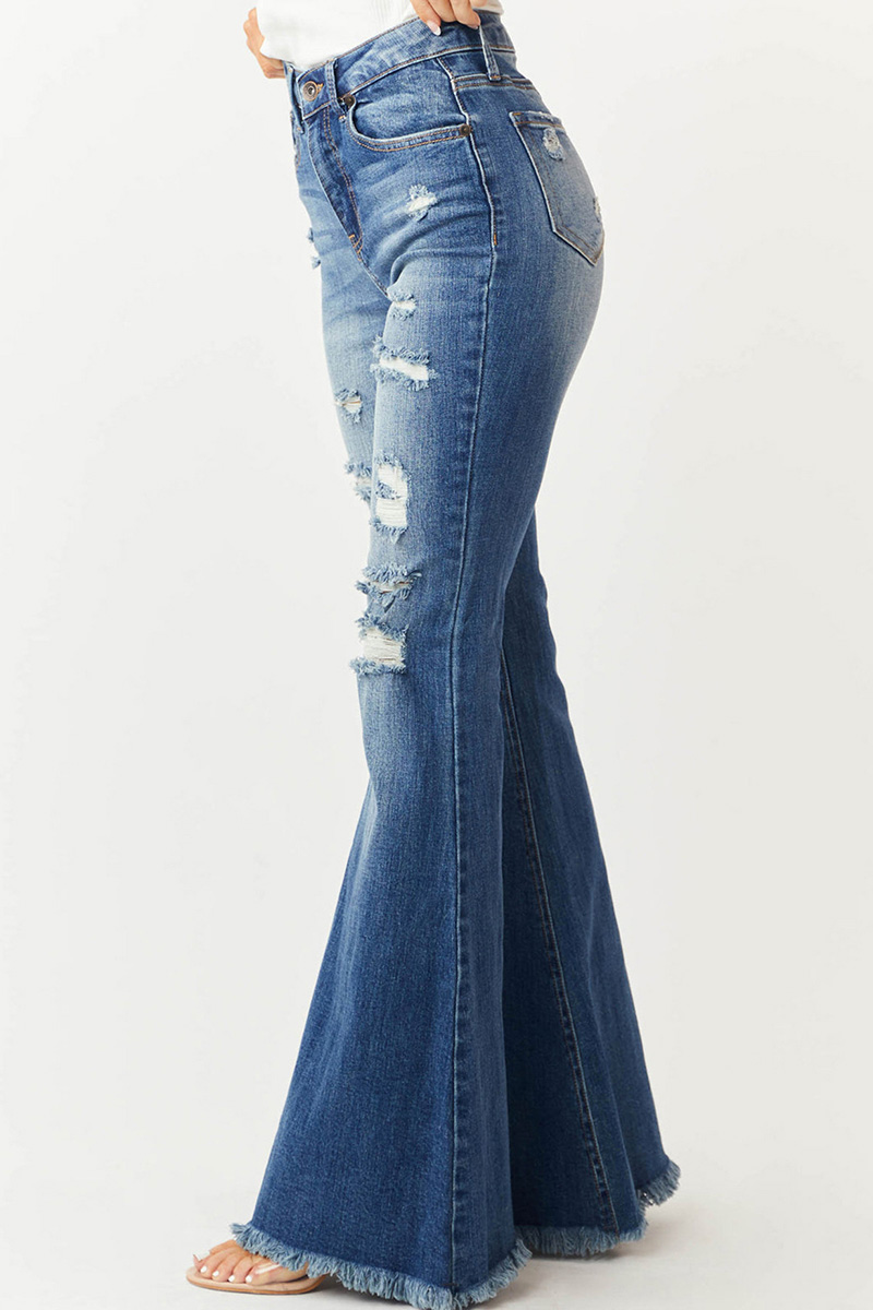 Ladies Vintage High Waist Slim Fit Stretch Flare Jeans