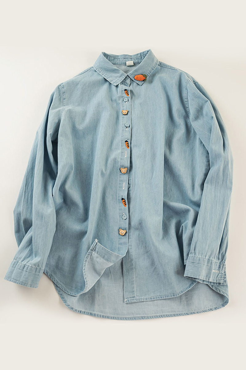Elegant Embroidered Button Down Blouse For Women