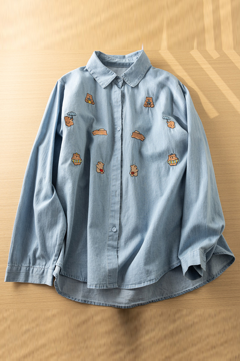 Elegant Embroidered Button Down Blouse For Women