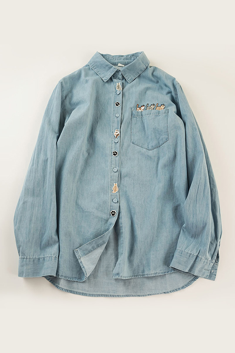 Elegant Embroidered Button Down Blouse For Women