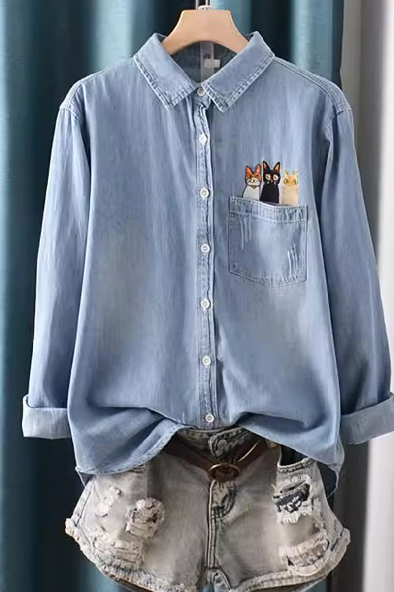 Elegant Embroidered Button Down Blouse For Women