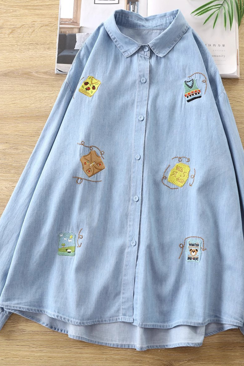 Elegant Embroidered Button Down Blouse For Women