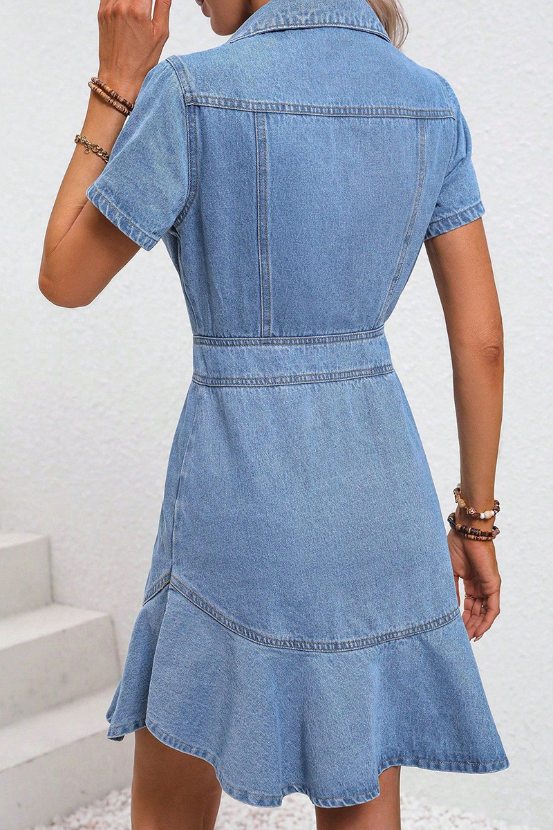Women's Modern Casual Wrap Silhouette Denim Midi skirt