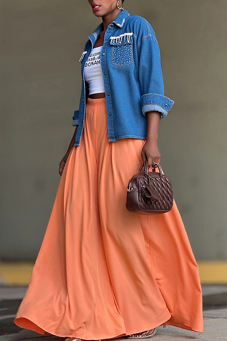 Distressed Denim Jacket With Crystal Pockets