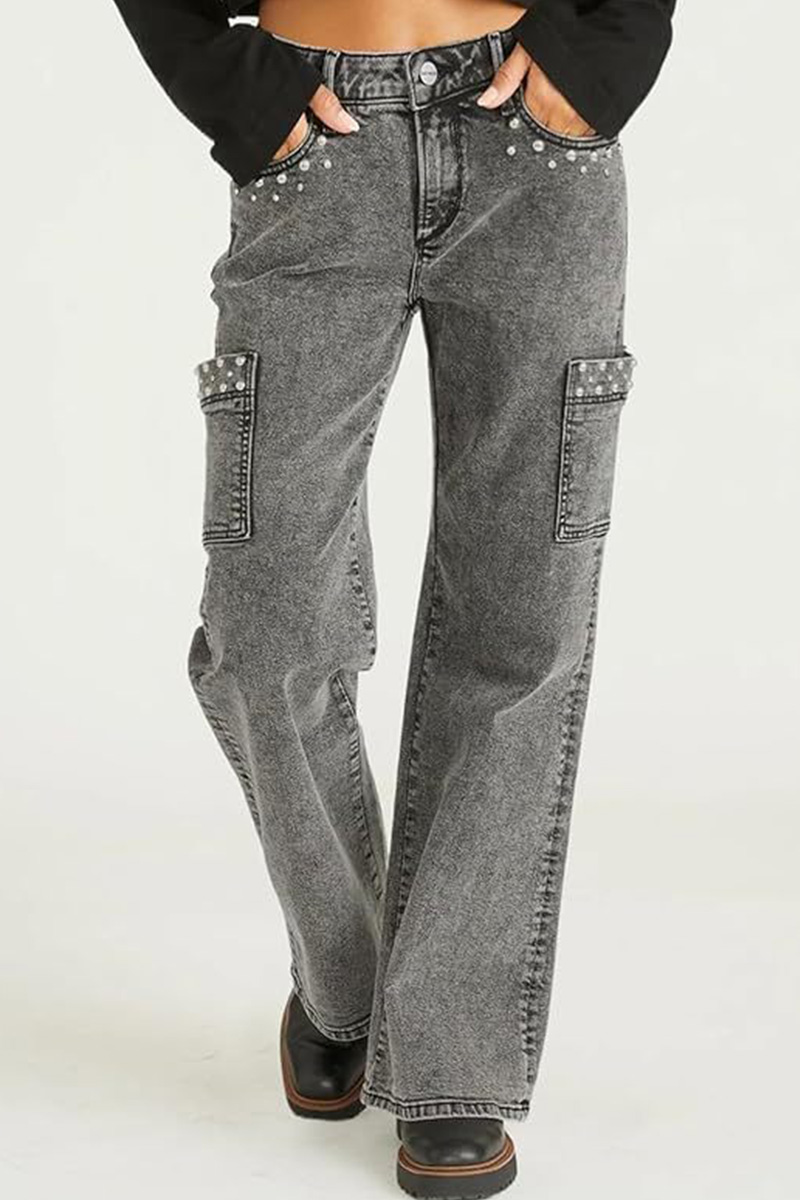 Women's Pearl Embellished High Waist Jeans