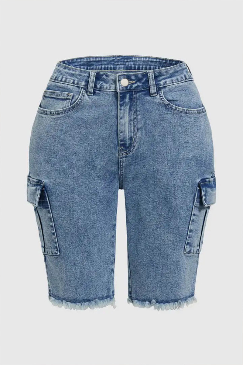 Women's Stretch Washed Side Pocket Denim Shorts