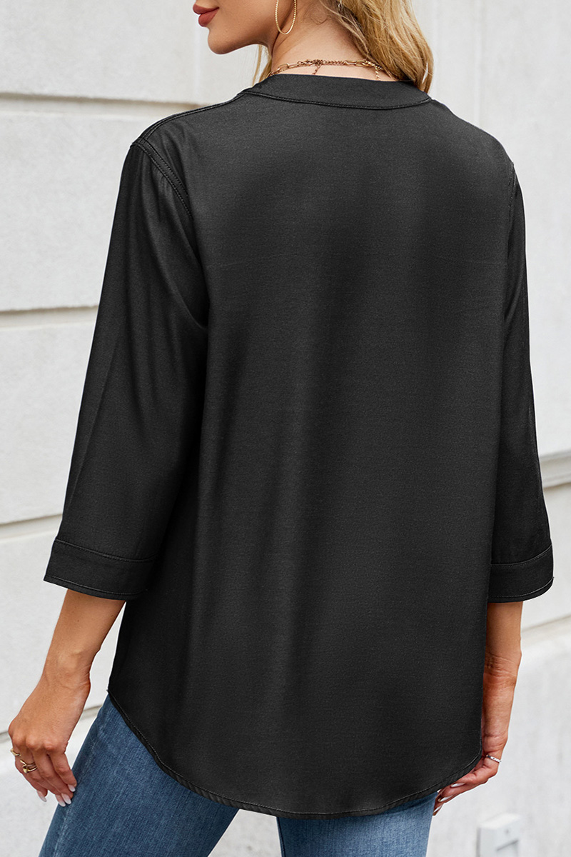Loose Fit Denim Style Long Shirt For Women