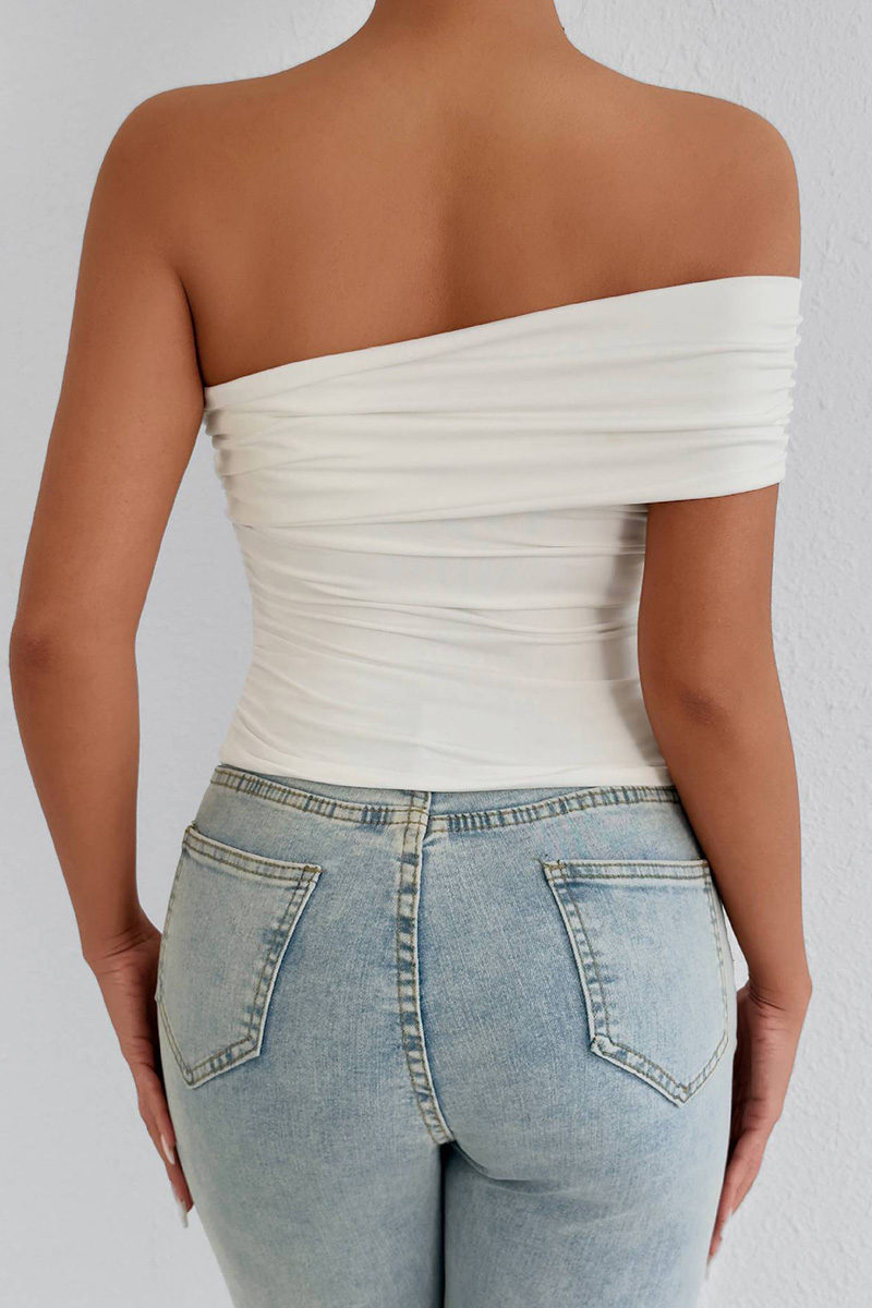 Women's Figure-HuggingOne-Shoulder Bustier Top