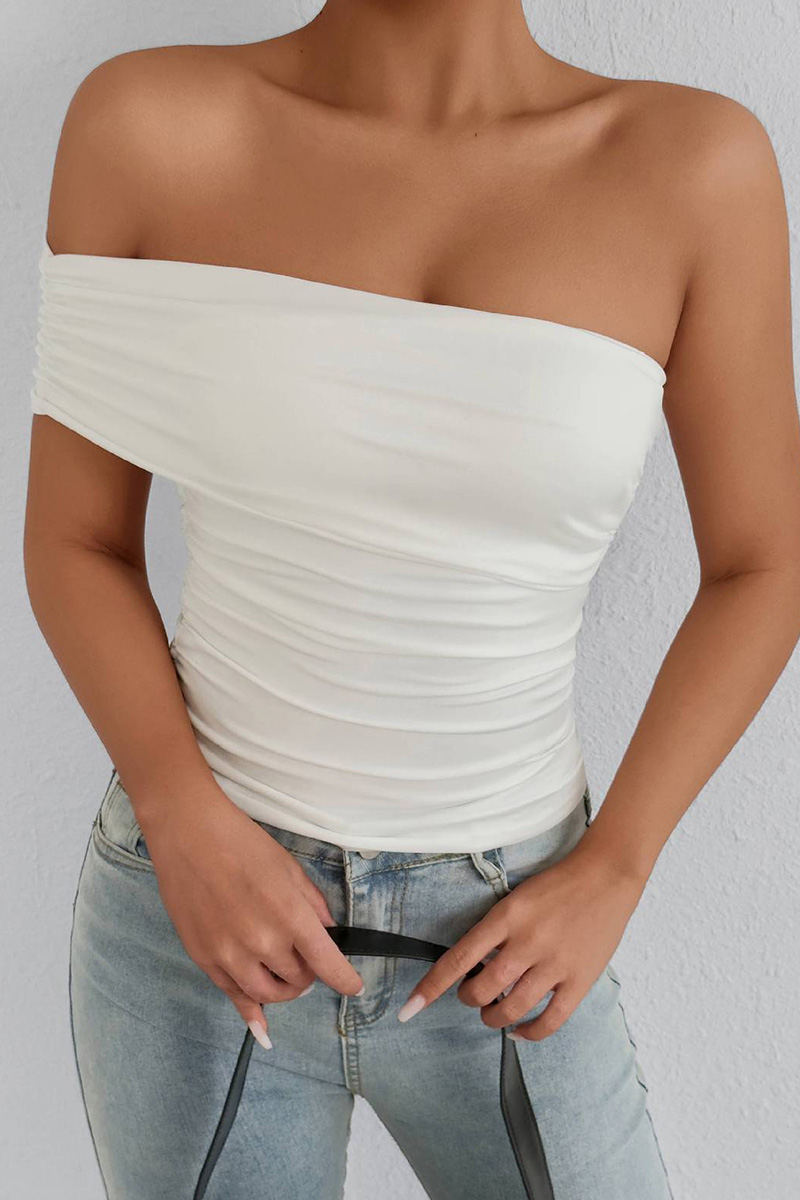 Women's Figure-HuggingOne-Shoulder Bustier Top