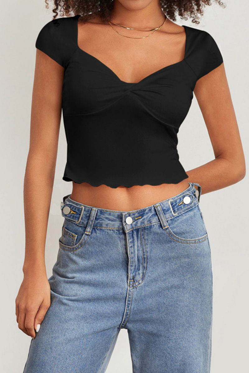 Ladies Slim Fit Fashion Ruffle Top