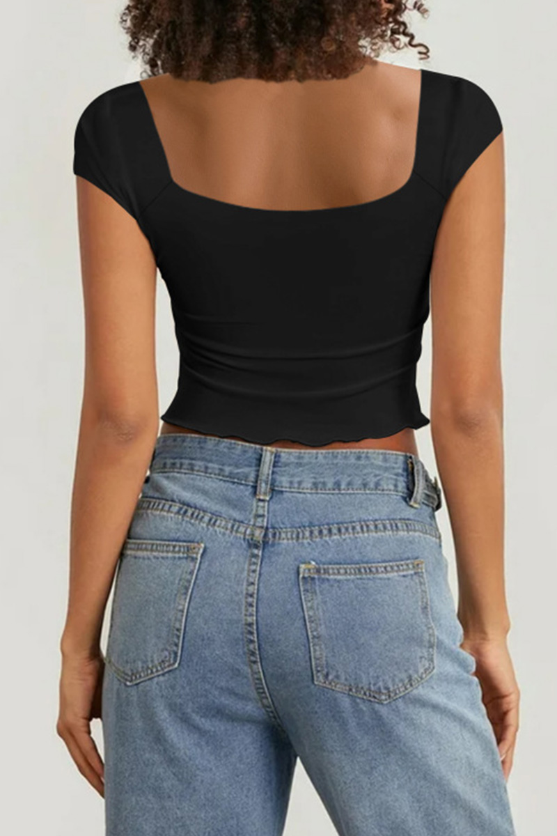 Ladies Slim Fit Fashion Ruffle Top