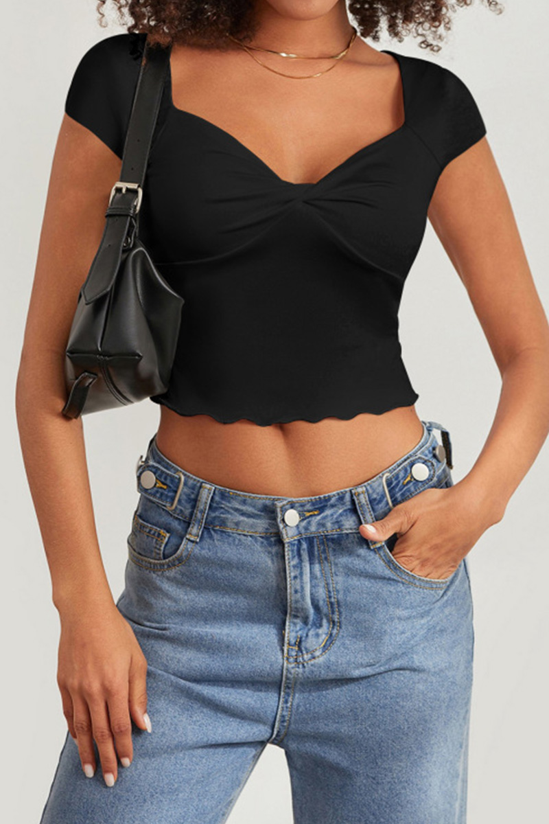Ladies Slim Fit Fashion Ruffle Top