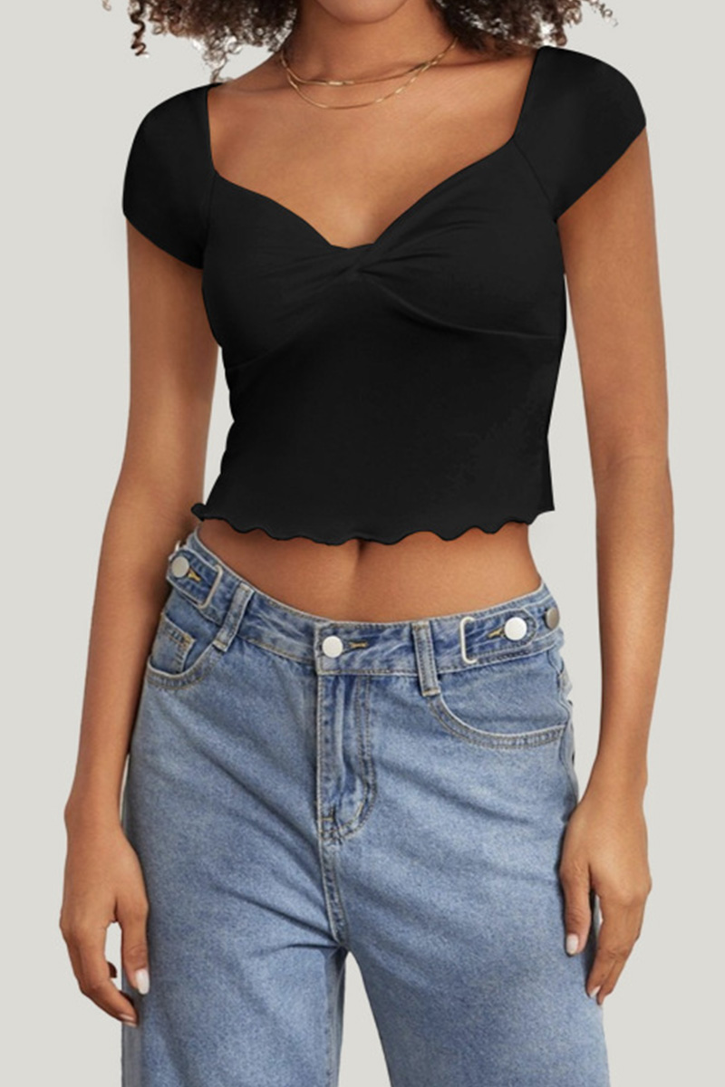 Ladies Slim Fit Fashion Ruffle Top