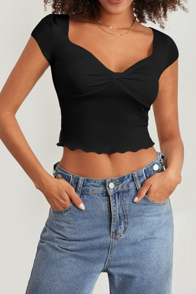 Ladies Slim Fit Fashion Ruffle Top
