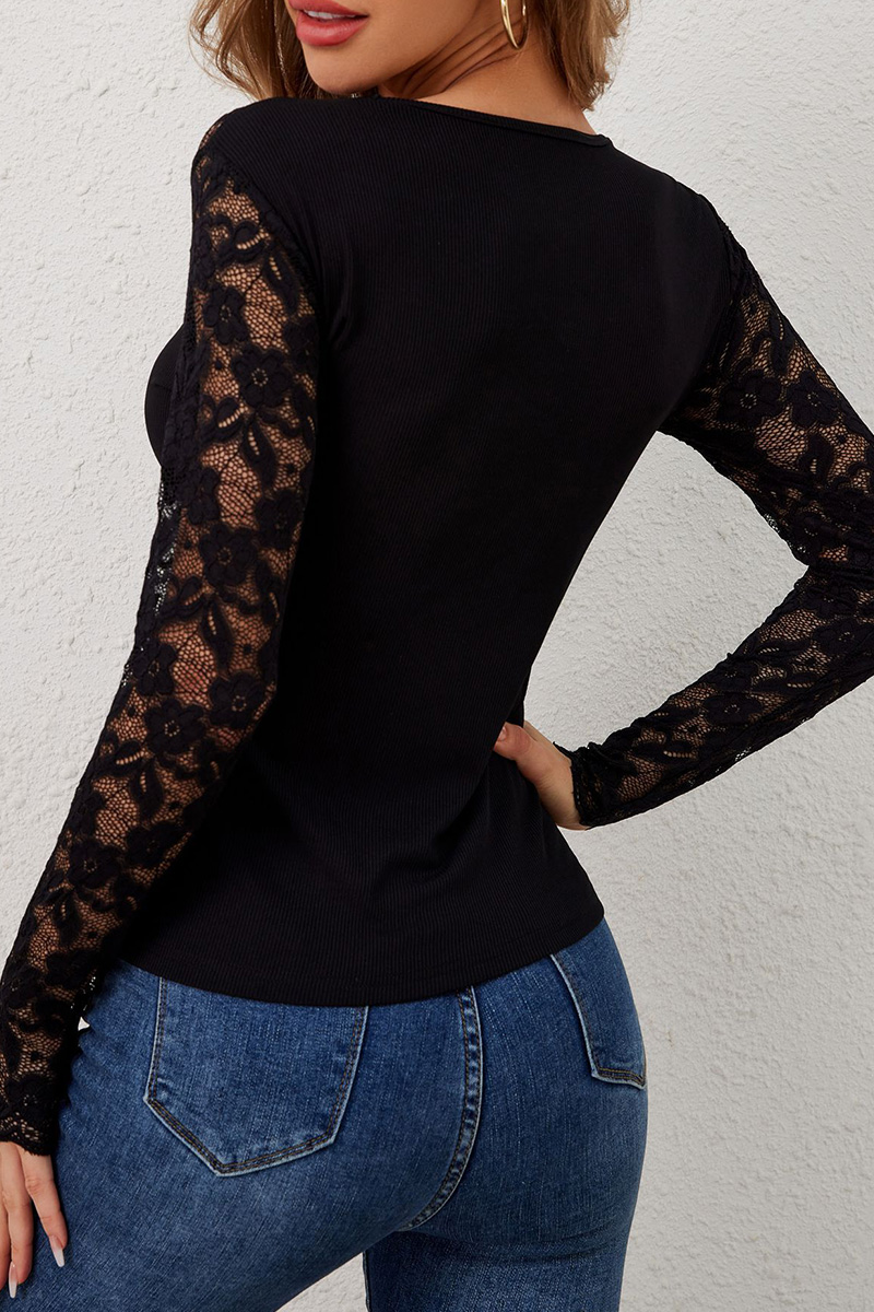 Women‘s Lace V-Neck Slim Top