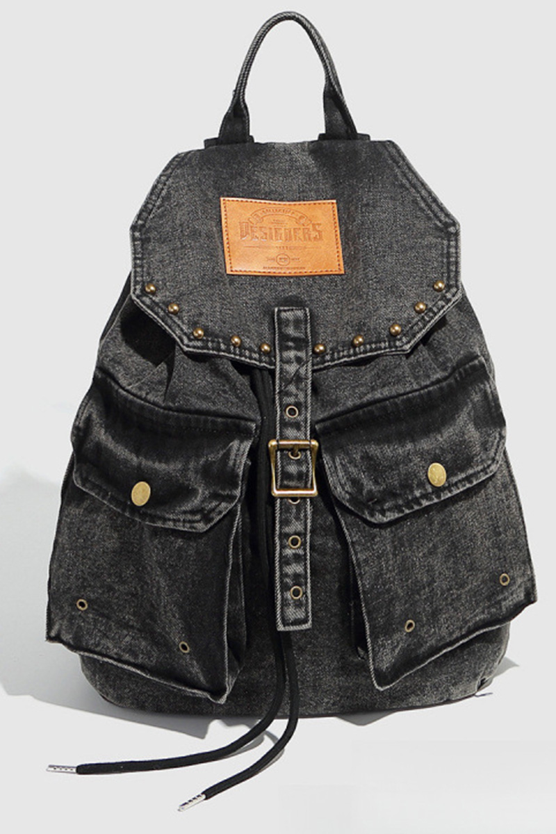 Women's Fashion Washed Denim Backpack