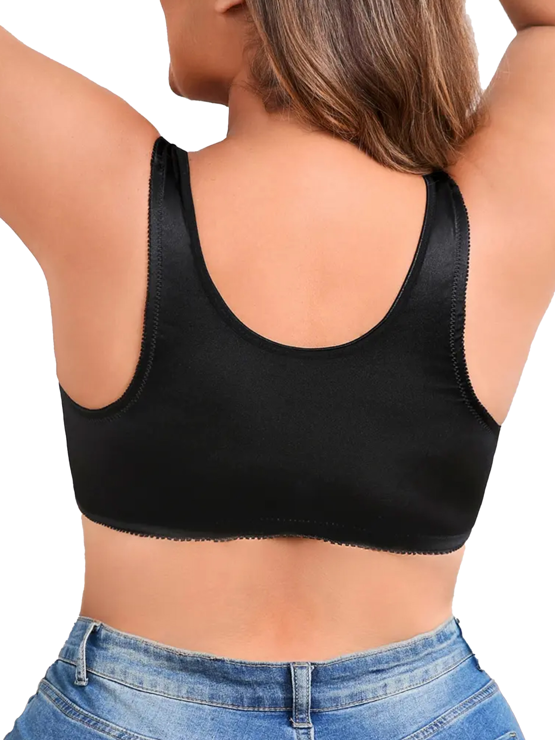 Plus Size Floral Pattern Hook & Eye Front Wireless Bra