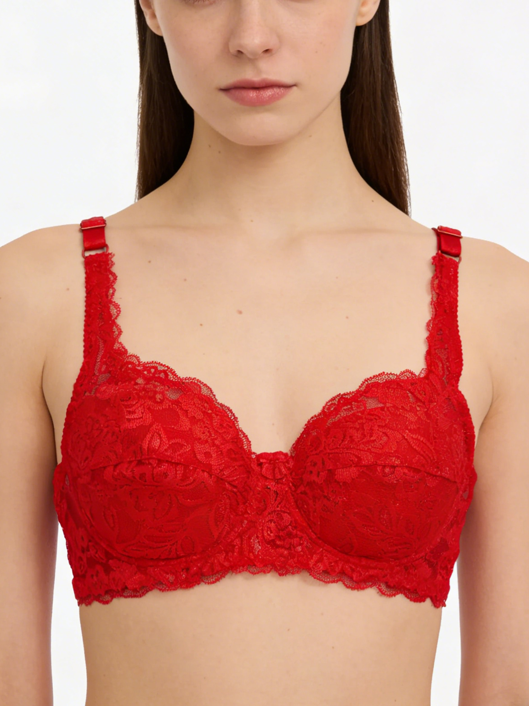 Floral Lace Push Up Underwire Bra with Adjustable Straps