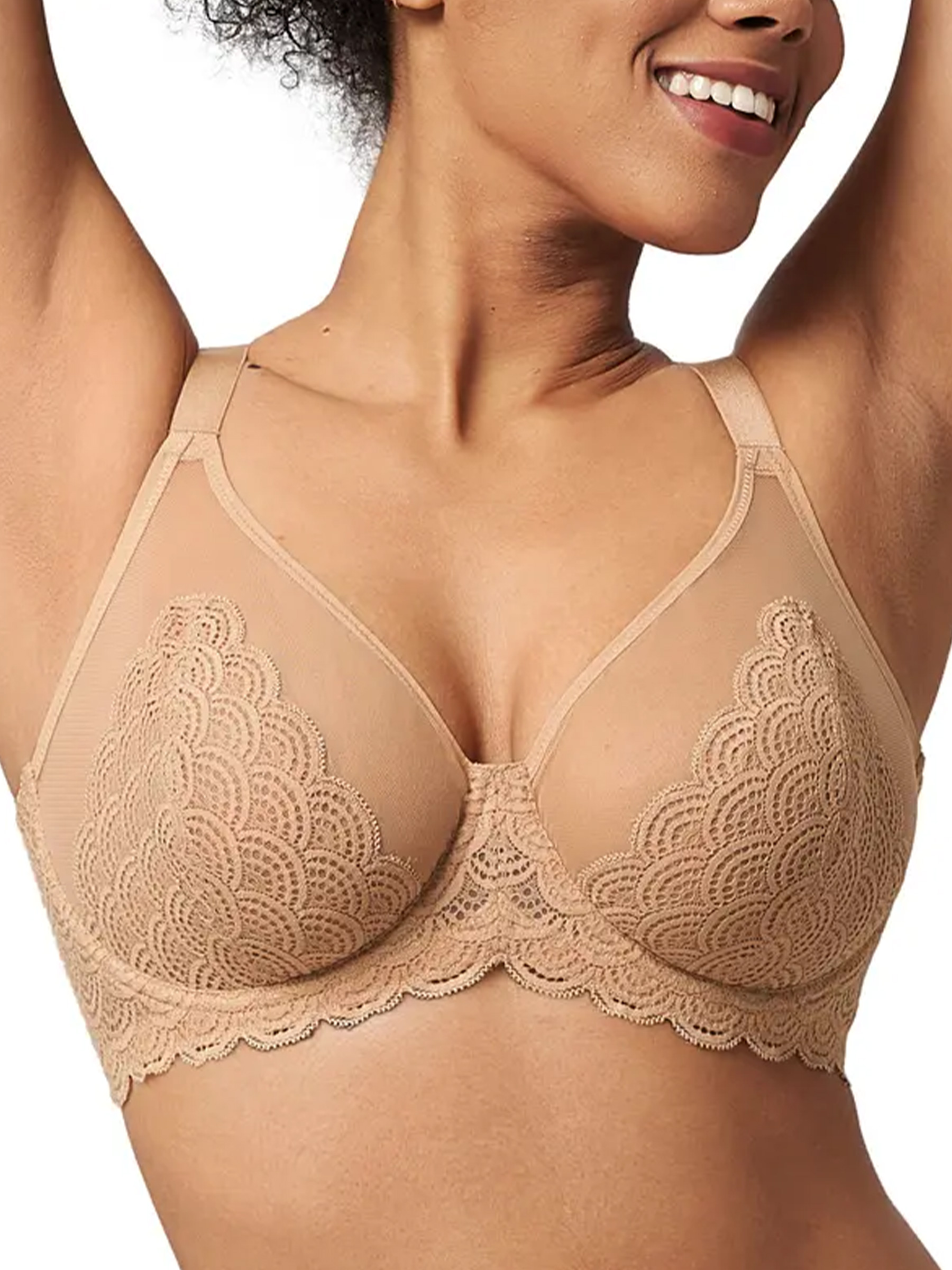 Lace Sheer Underwire Minimizer Bra