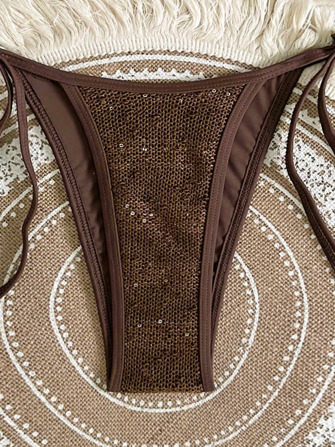 Sequin Starfish Graphic Halter Tie Side Bikini Set
