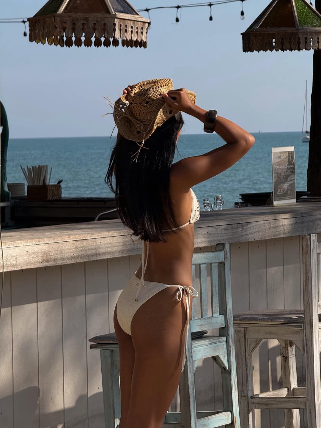 Floral Cutout Triangle Halter Tie-Side Bikini Set
