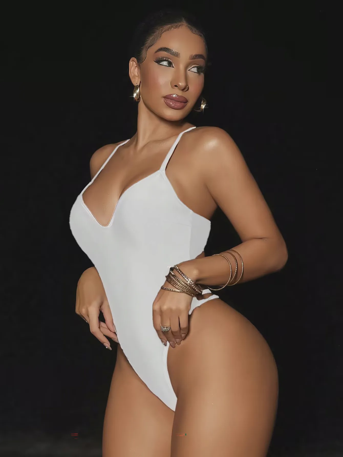 Deep V-Neck Backless One-Piece Swimsuit