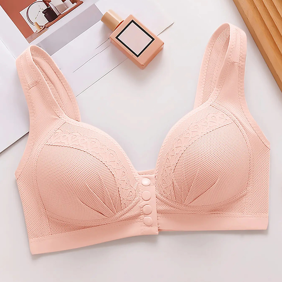 Front-Button Lace-Trim Wide-Strap Posture-Correcting Support Bra（It is advisable to purchase one size larger）
