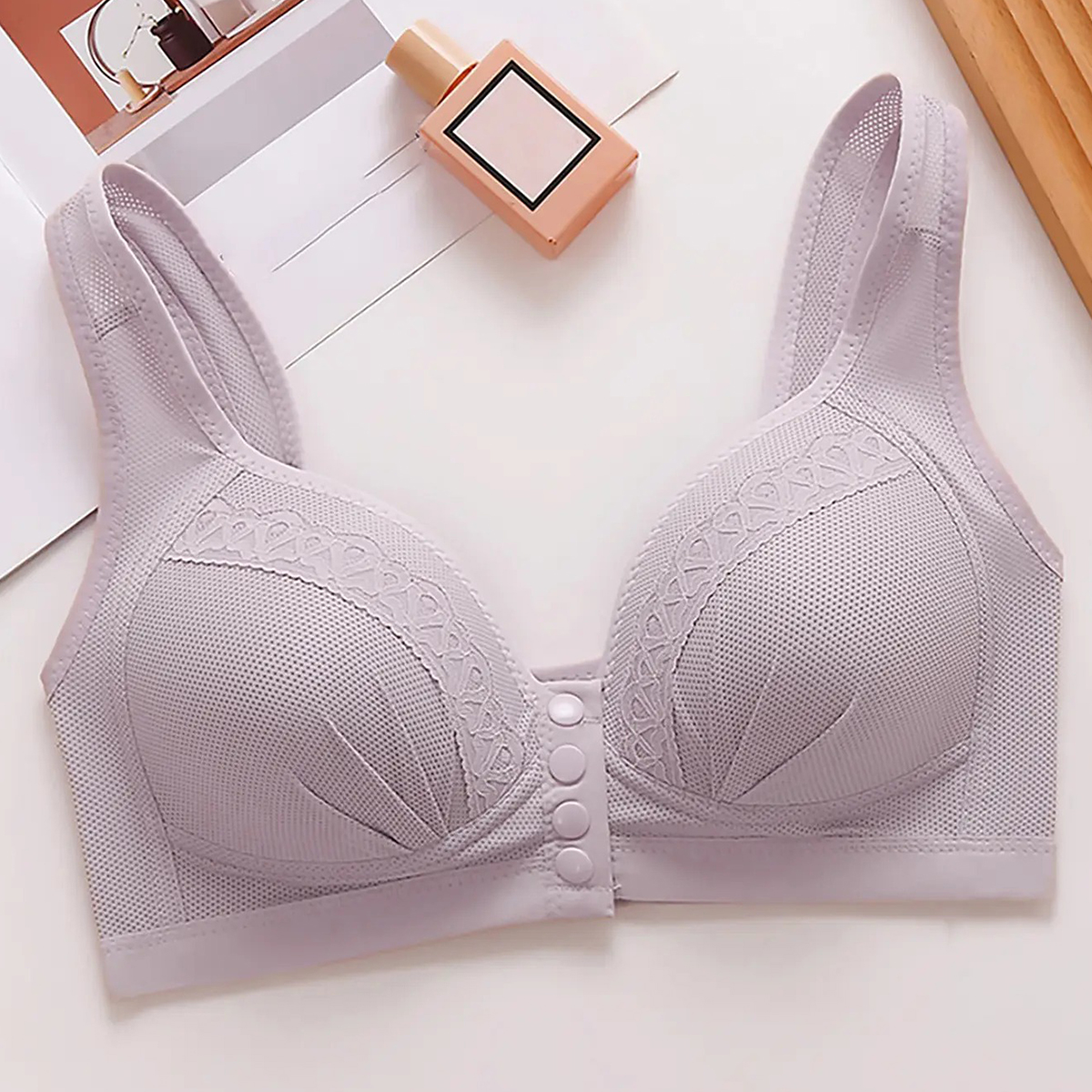 Front-Button Lace-Trim Wide-Strap Posture-Correcting Support Bra（It is advisable to purchase one size larger）