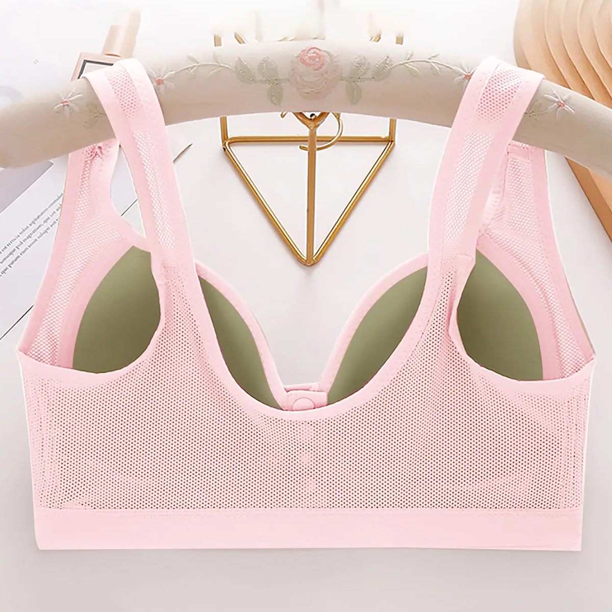 Front-Button Lace-Trim Wide-Strap Posture-Correcting Support Bra（It is advisable to purchase one size larger）