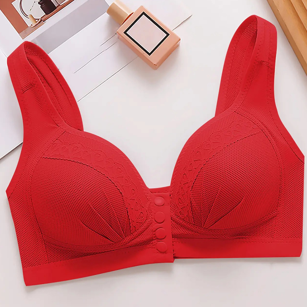 Front-Button Lace-Trim Wide-Strap Posture-Correcting Support Bra（It is advisable to purchase one size larger）