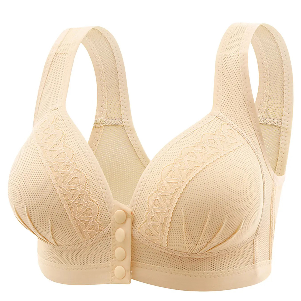 Front-Button Lace-Trim Wide-Strap Posture-Correcting Support Bra（It is advisable to purchase one size larger）